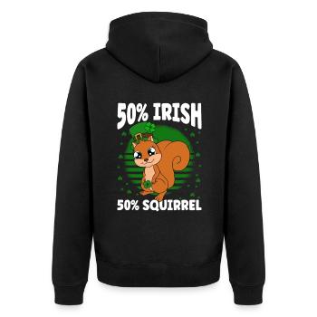 Squirrel Clover St. Patrick's Day - Unisex Premium Organic Zip Hoodie - black - Back - Nico (187cm)