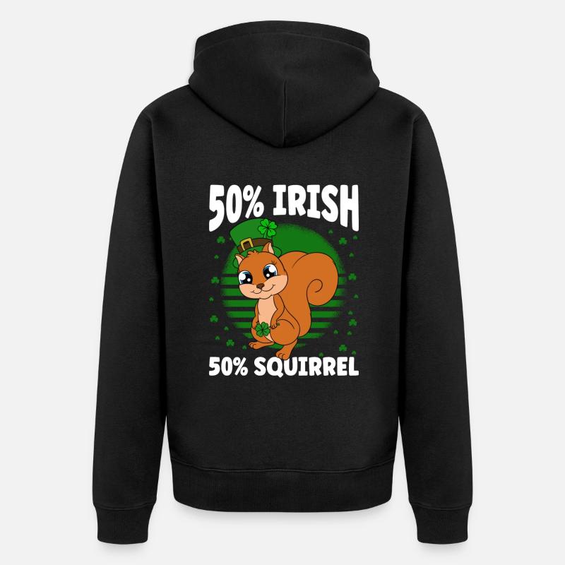 Écureuil Clover Saint-Patrick - Veste à capuche bio Premium Unisexe - noir