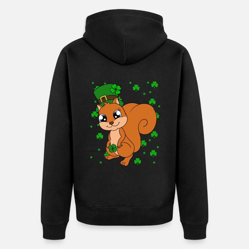 Écureuil Clover Saint-Patrick - Veste à capuche bio Premium Unisexe - noir