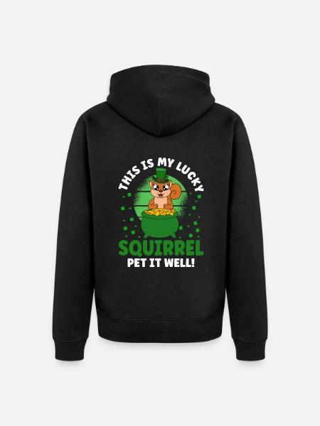 Squirrel Clover St. Patrick's Day - Unisex Premium Organic Zip Hoodie - black