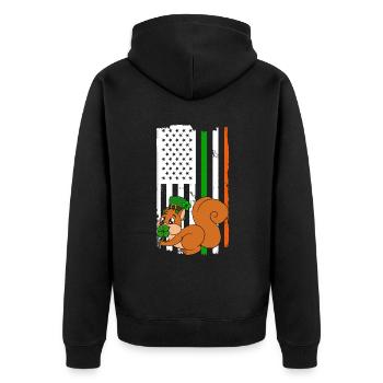 Eichhörnchen Kleeblätter St. Patrick's Day - Unisex Premium Bio Zip Hoodie - Schwarz - Hinten - Nico (187cm)