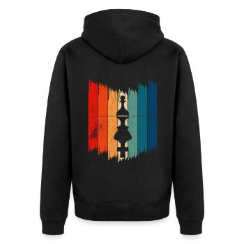 Pièce d’échecs vintage Pièce d’échecs rétro - Veste à capuche bio Premium Unisexe - noir - Dos - Nico (187cm)