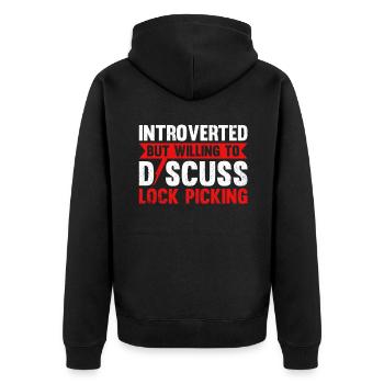 Introverted But Willing To Discuss Lock Picking - Unisex Premium Organic Zip Hoodie - black - Back - Nico (187cm)