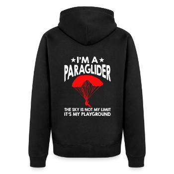 I'm A Paraglider The Sky Is Not My Limit - Unisex Premium Bio Zip Hoodie - Schwarz - Hinten - Nico (187cm)