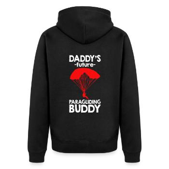 Daddy's Future Paragliding Buddy - Unisex Premium Bio Zip Hoodie - Schwarz - Hinten - Nico (187cm)
