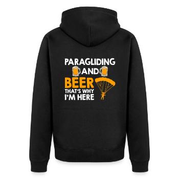 Paragliding And Beer That's Why I'm Here - Unisex Premium Bio Zip Hoodie - Schwarz - Hinten - Nico (187cm)
