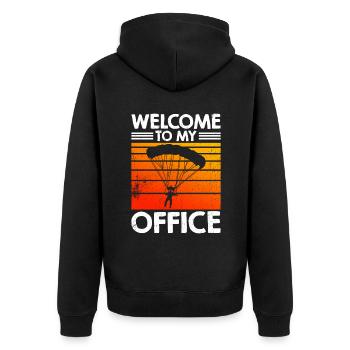 Welcome To My Office - Unisex Premium Bio Zip Hoodie - Schwarz - Hinten - Nico (187cm)