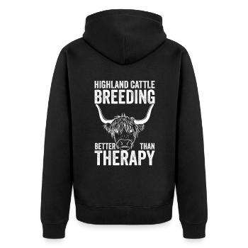 Highland Cattle Cow Highland Cattle - Unisex Premium Organic Zip Hoodie - black - Back - Nico (187cm)