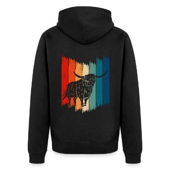 Highland Cattle Cow Highland Cattle - Unisex Premium Organic Zip Hoodie - black - Back - Nico (187cm)