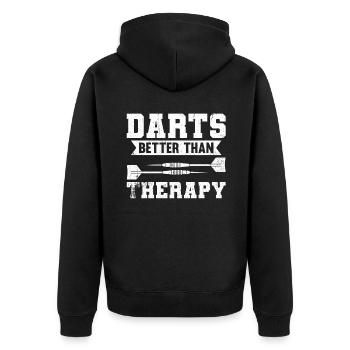 Darts Better Than Therapy - Unisex Premium Organic Zip Hoodie - black - Back - Nico (187cm)