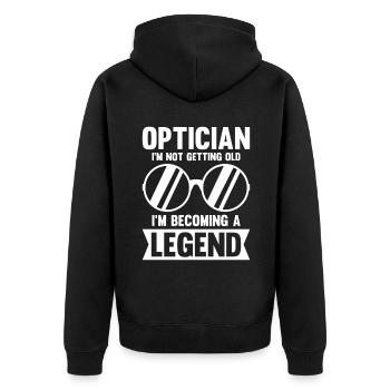 Optician Sayings Optometrist Ophthalmologist - Unisex Premium Organic Zip Hoodie - black - Back - Nico (187cm)