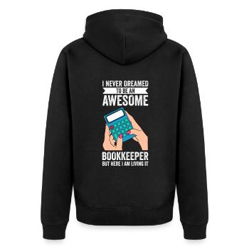 Bookkeeping Buchhalter Bookkeeper - Unisex Premium Bio Zip Hoodie - Schwarz - Hinten - Nico (187cm)