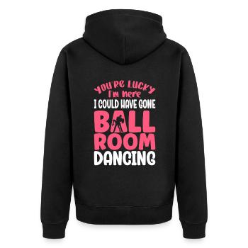 Tu as de la chance que j’aurais pu aller danser dans la salle de bal - Veste à capuche bio Premium Unisexe - noir - Dos - Nico (187cm)