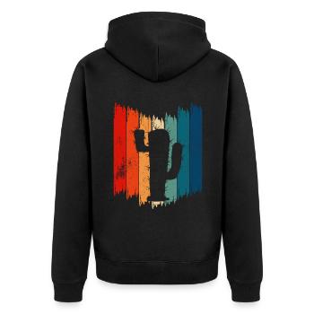 Vintage Cactus Retro Cactus - Unisex Premium Organic Zip Hoodie - black - Back - Nico (187cm)
