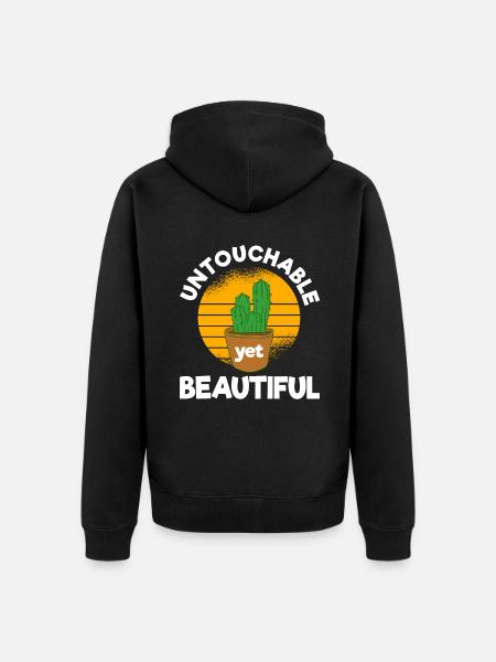 Untouchable Yet Beautiful Cactus - Unisex Premium Organic Zip Hoodie - black