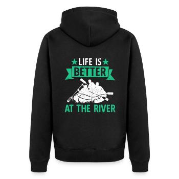 River Rafting Life Is Better At The Rivier - Unisex Premium Organic Zip Hoodie - black - Back - Nico (187cm)