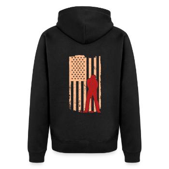 Croquet Player Usa Flag Croquet - Unisex Premium Bio Zip Hoodie - Schwarz - Hinten - Nico (187cm)