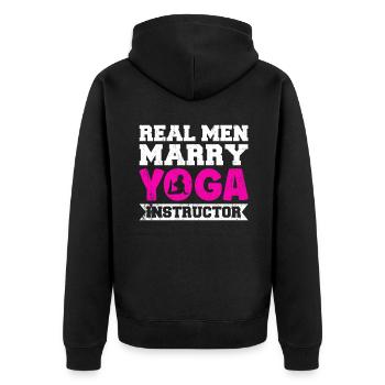 De vrais hommes épousent un instructeur de yoga - Veste à capuche bio Premium Unisexe - noir - Dos - Nico (187cm)