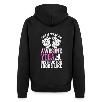 This Is What An Awesome Yoga Instructor Looks Like - Unisex Premium Bio Zip Hoodie - Schwarz - Hinten - Nico (187cm)