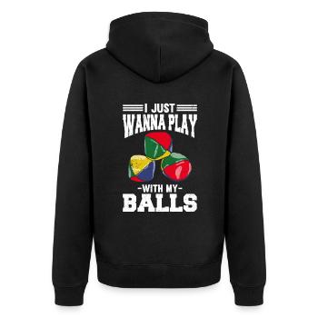 I Just Wanna Play With My Balls - Unisex Premium Bio Zip Hoodie - Schwarz - Hinten - Nico (187cm)