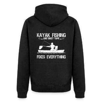 Kayak Fishing Like Duct Tape Fixes Everything - Unisex Premium Bio Zip Hoodie - Schwarz - Hinten - Nico (187cm)