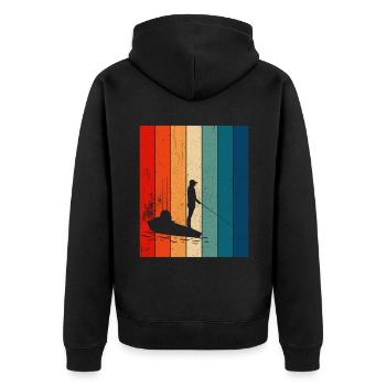 Kajakfischen und Kajakangeln - Unisex Premium Bio Zip Hoodie - Schwarz - Hinten - Nico (187cm)