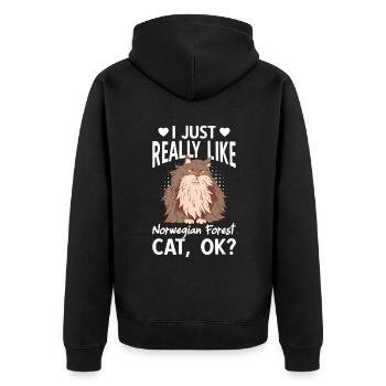 J’aime vraiment le chat de la forêt norvégienne - Veste à capuche bio Premium Unisexe - noir - Dos - Nico (187cm)