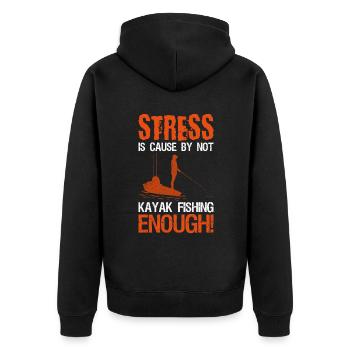 Kajakfischen und Kajakangeln - Unisex Premium Bio Zip Hoodie - Schwarz - Hinten - Nico (187cm)