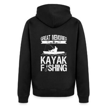 Kajakfischen und Kajakangeln - Unisex Premium Bio Zip Hoodie - Schwarz - Hinten - Nico (187cm)