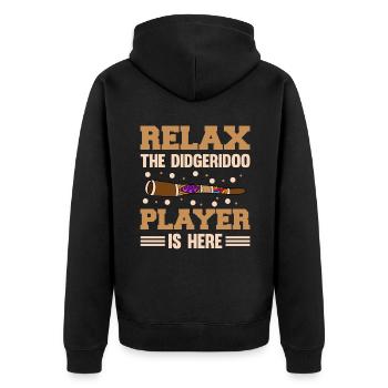 Relax The Didgeridoo Player Is Here - Unisex Premium Organic Zip Hoodie - black - Back - Nico (187cm)