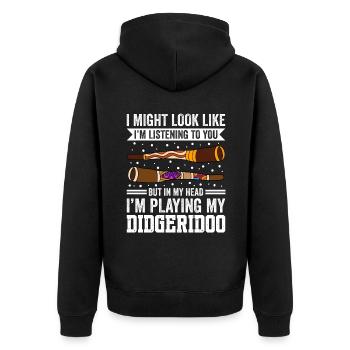In My Head I'm Playing Didgeridoo - Unisex Premium Bio Zip Hoodie - Schwarz - Hinten - Nico (187cm)