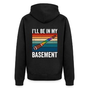 I'll Be In My Basement Didgeridoo - Unisex Premium Organic Zip Hoodie - black - Back - Nico (187cm)