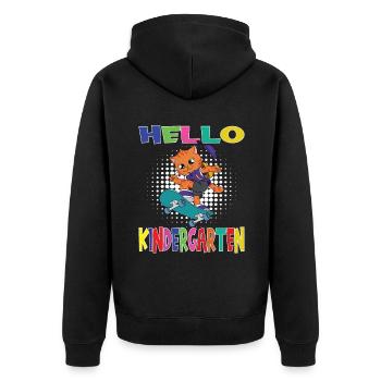 Bonjour Kindergarten Skateboarding Cat - Veste à capuche bio Premium Unisexe - noir - Dos - Nico (187cm)
