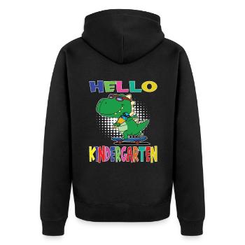 Bonjour Kindergarten Skateboarding Dino - Veste à capuche bio Premium Unisexe - noir - Dos - Nico (187cm)
