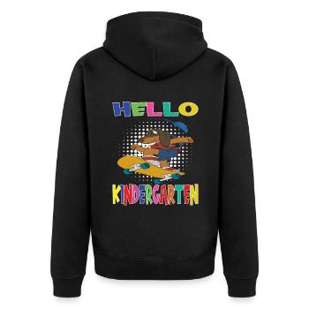Hello Kindergarten Skateboarding Dog - Unisex Premium Organic Zip Hoodie - black - Back - Nico (187cm)