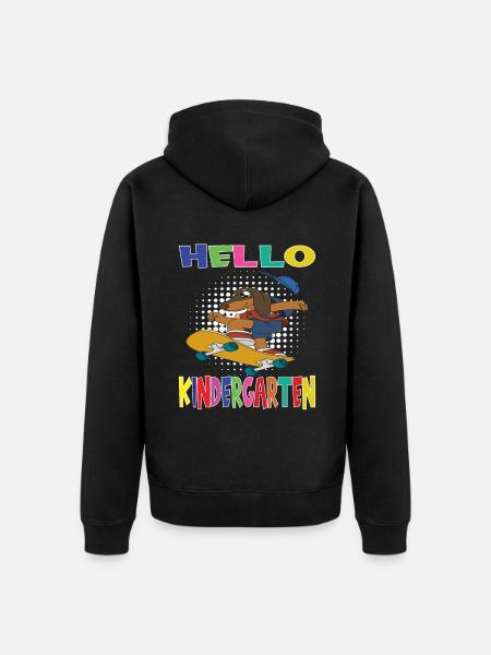 Hello Kindergarten Skateboarding Dog - Unisex Premium Organic Zip Hoodie - black
