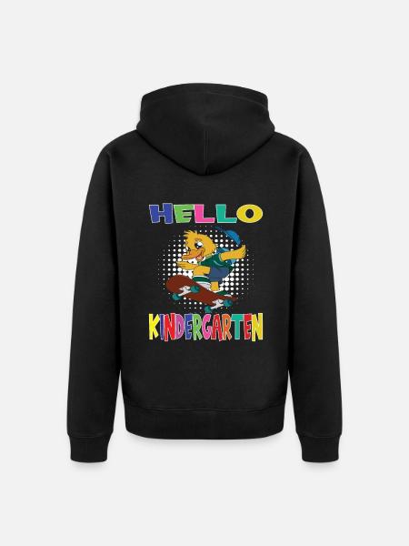 Hello Kindergarten Skateboarding Duck - Unisex Premium Organic Zip Hoodie - black