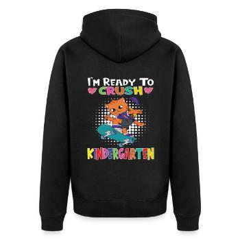 I'm Ready To Crush Kindergarten Skateboarding Cat - Unisex Premium Bio Zip Hoodie - Schwarz - Hinten - Nico (187cm)