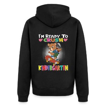 I'm Ready To Crush Kindergarten Skateboarding Bear - Unisex Premium Organic Zip Hoodie - black - Back - Nico (187cm)
