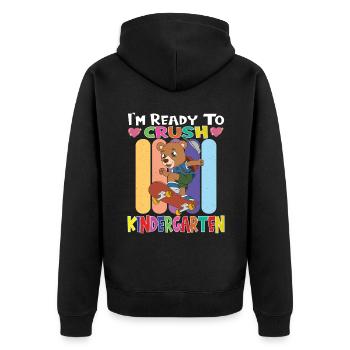 Skateboarding Bear I'm Ready To Crush Kindergarten - Unisex Premium Bio Zip Hoodie - Schwarz - Hinten - Nico (187cm)