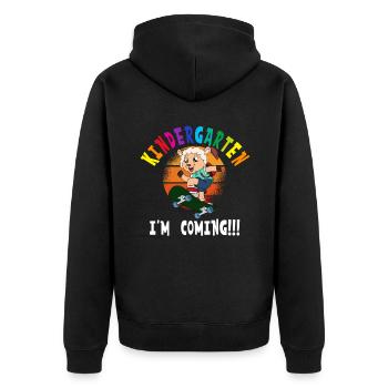 Kindergarten I'm Coming Sheep Skateboarding - Unisex Premium Organic Zip Hoodie - black - Back - Nico (187cm)