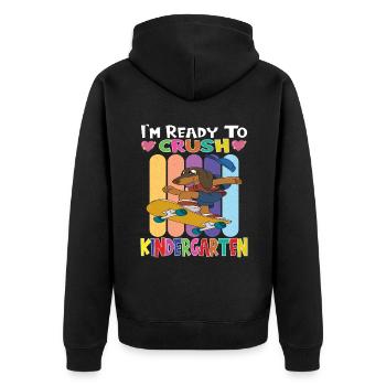 Skateboarding Dog I'm Ready To Crush Kindergarten - Unisex Premium Bio Zip Hoodie - Schwarz - Hinten - Nico (187cm)