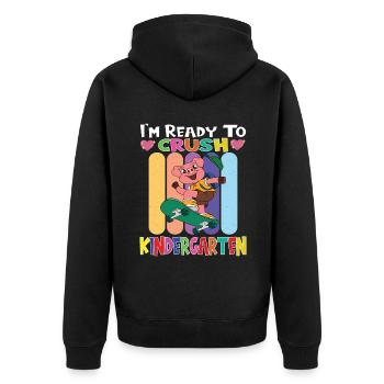 Skateboarding Pig I'm Ready To Crush Kindergarten - Unisex Premium Bio Zip Hoodie - Schwarz - Hinten - Nico (187cm)