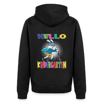 Hello Kindergarten Rabbit With Scooter - Unisex Premium Organic Zip Hoodie - black - Back - Nico (187cm)