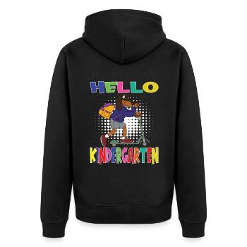 Bonjour chien de maternelle avec scooter - Veste à capuche bio Premium Unisexe - noir - Dos - Nico (187cm)