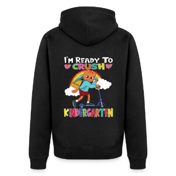 Cat With Scooter I'm Ready To Crush Kindergarten - Unisex Premium Bio Zip Hoodie - Schwarz - Hinten - Nico (187cm)