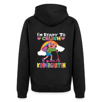 Pig With Scooter I'm Ready To Crush Kindergarten - Unisex Premium Organic Zip Hoodie - black - Back - Nico (187cm)