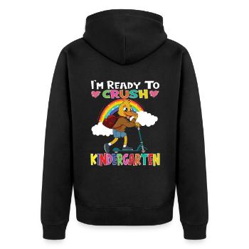 Duck With Scooter I'm Ready To Crush Kindergarten - Unisex Premium Bio Zip Hoodie - Schwarz - Hinten - Nico (187cm)