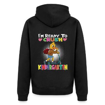 I'm Ready To Crush Kindergarten Duck With Scooter - Unisex Premium Bio Zip Hoodie - Schwarz - Hinten - Nico (187cm)