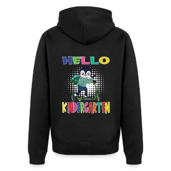 Hello Kindergarten Penguin With Scooter - Unisex Premium Organic Zip Hoodie - black - Back - Nico (187cm)